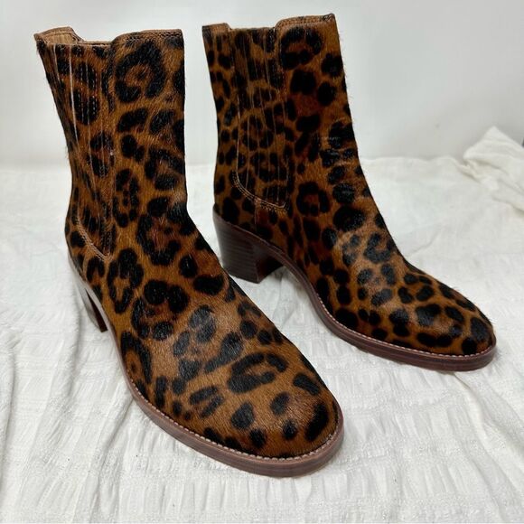 NWOT Madewell Calf-hair Leopard Print Ankle Boots- Size 7